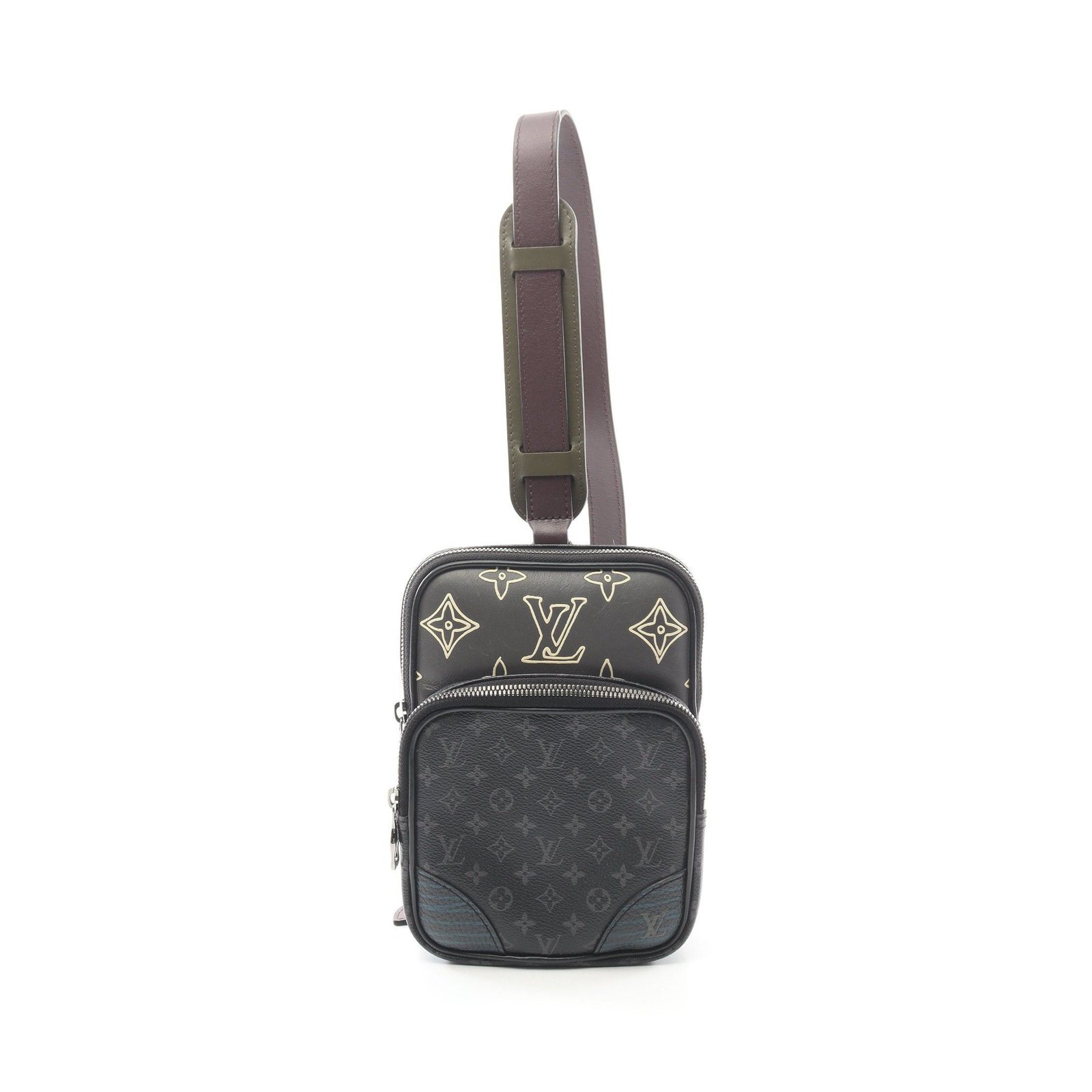 Premium quality Black Sling Bag Monogram Eclipse Body cowhide-Leather. - Image 3