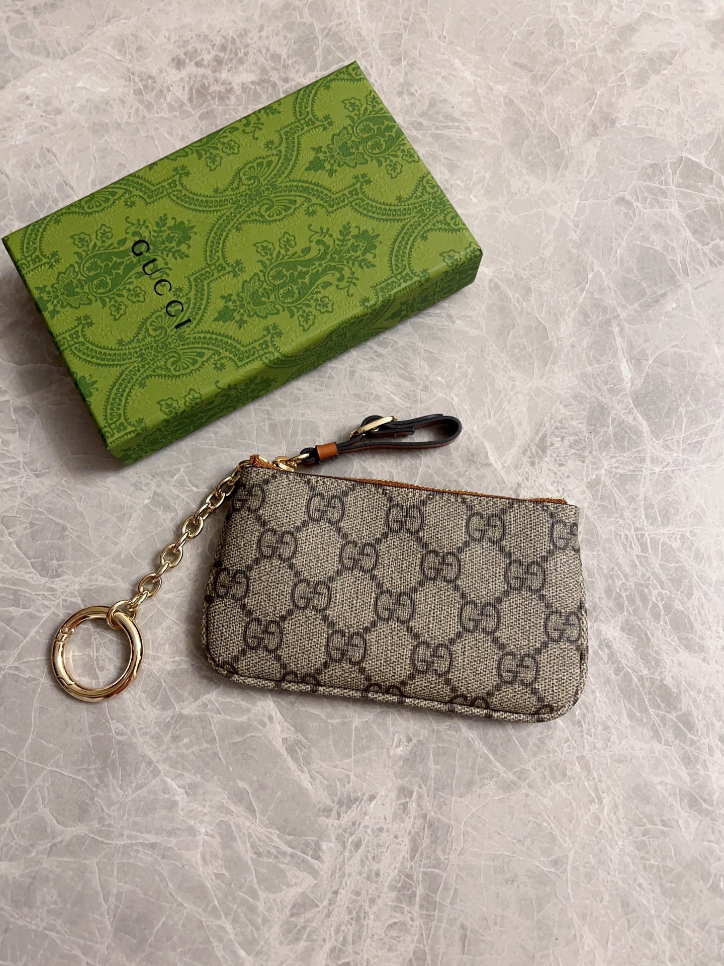 Brown-beige High-end PVC with original cowhide wallet /Key Pouch.