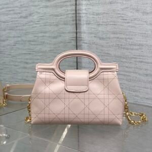 Alternative view of Pink plain pattern "Jolie" Top Handle mini chain bag.