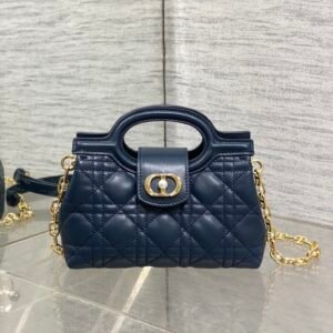 Dark blue  plain pattern "Jolie" Top Handle mini chain bag.