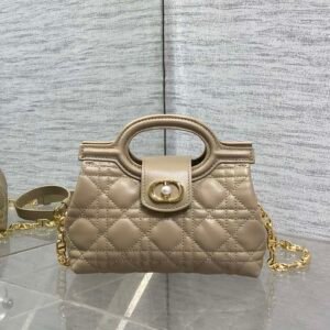 Milk Tea colour plain pattern "Jolie" Top Handle mini chain bag.