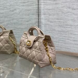Alternative view of Toupe colour plain pattern "Jolie" Top Handle mini chain bag.