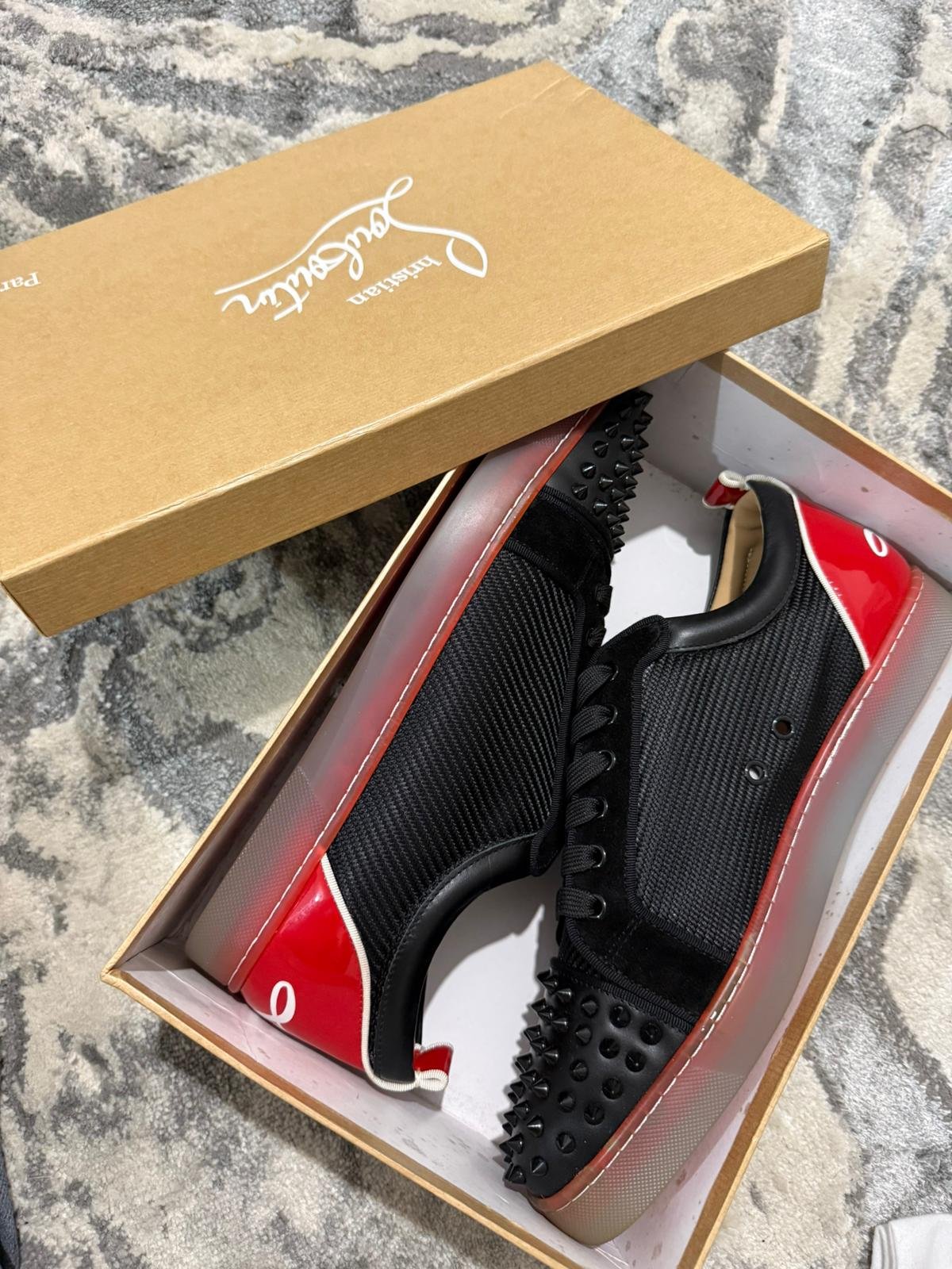 Loui$ Junior Spiked black sneakers with red accents SIZE 12. - Image 8