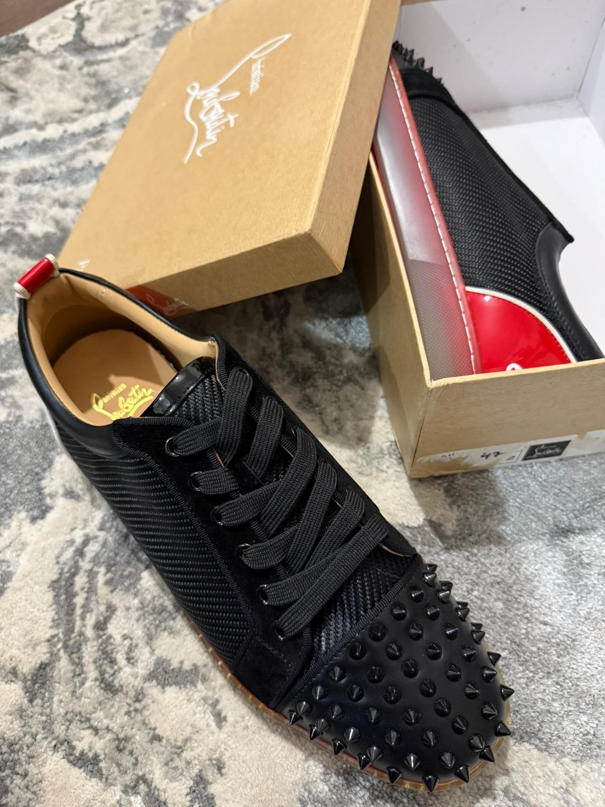 Loui$ Junior Spiked black sneakers with red accents SIZE 12. - Image 7