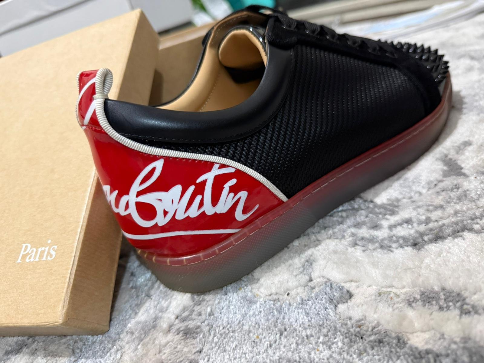 Loui$ Junior Spiked black sneakers with red accents SIZE 12. - Image 4