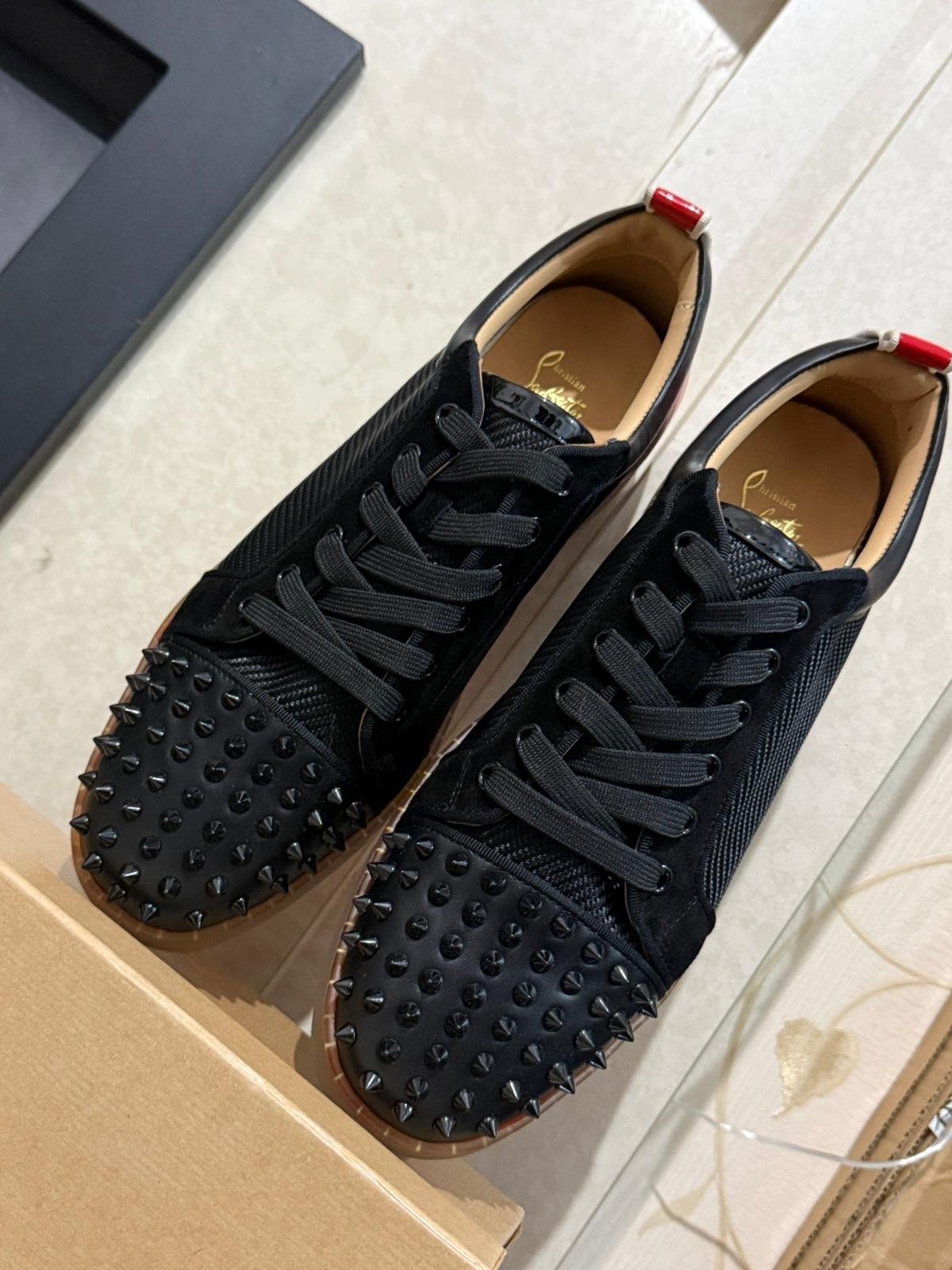 Loui$ Junior Spiked black sneakers with red accents SIZE 12. - Image 11