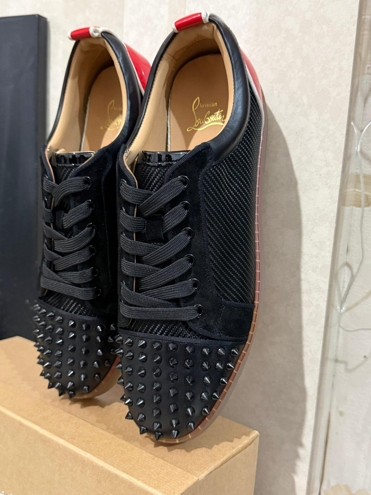 Loui$ Junior Spiked black sneakers with red accents SIZE 12. - Image 13