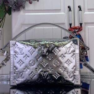 Alternative view of M26223 Side Trunk MM in bold Silver colorway made of Calfskin leather.