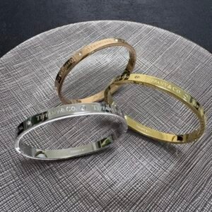 Alternative view of 14K Seiko colour preservation brand logo engraved and diamonds inlaid Bangle.