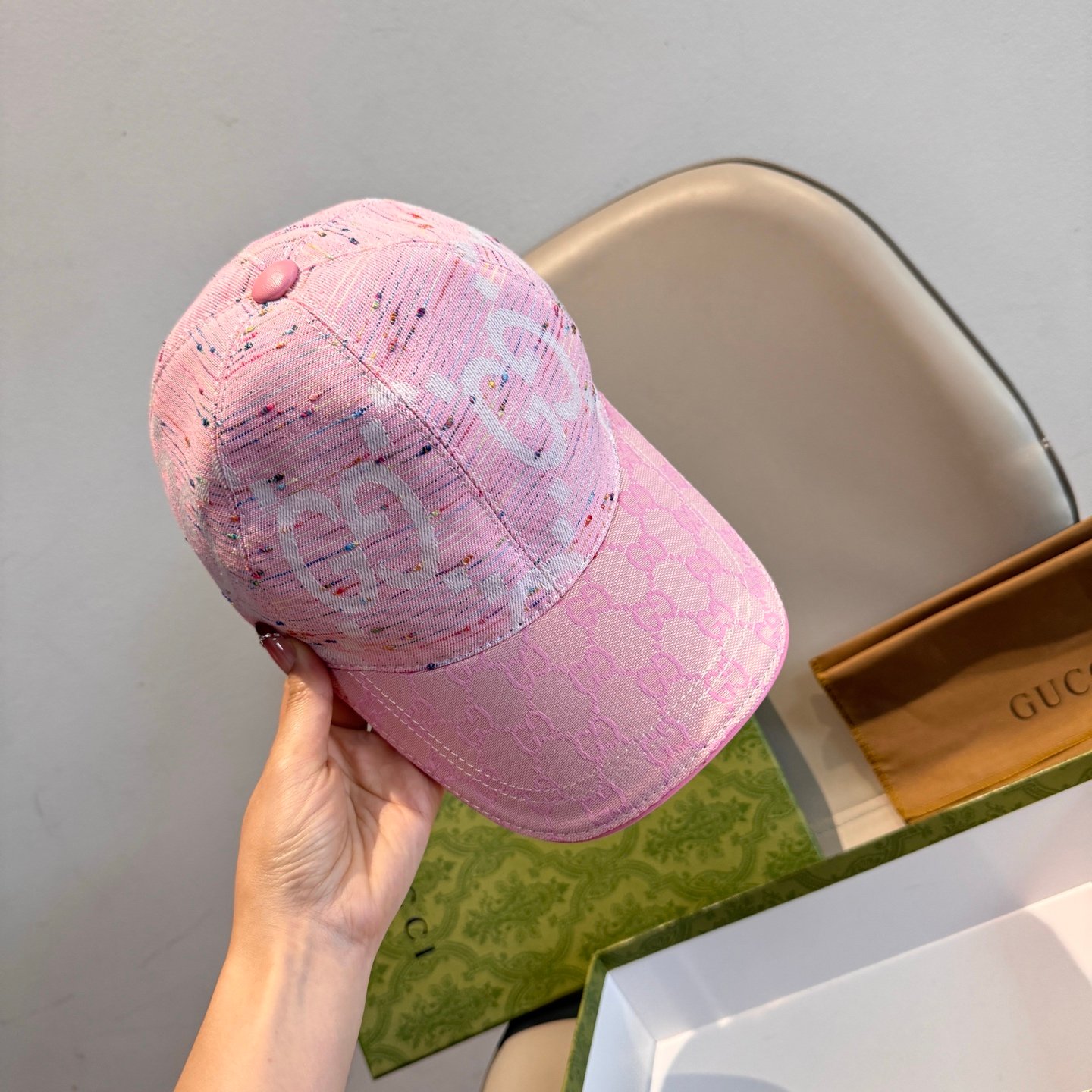 Pink Baseball Cap head circumfrence is 56 with adjustable patch with cowhide and fabric canvas.