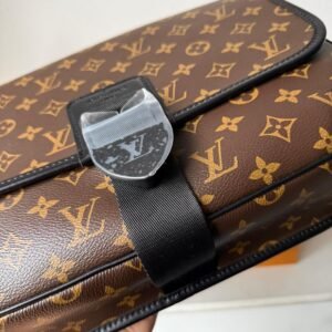 Alternative view of Monogram Arch Messenger MM crossbody strap with black hardware and a magnetic closure.