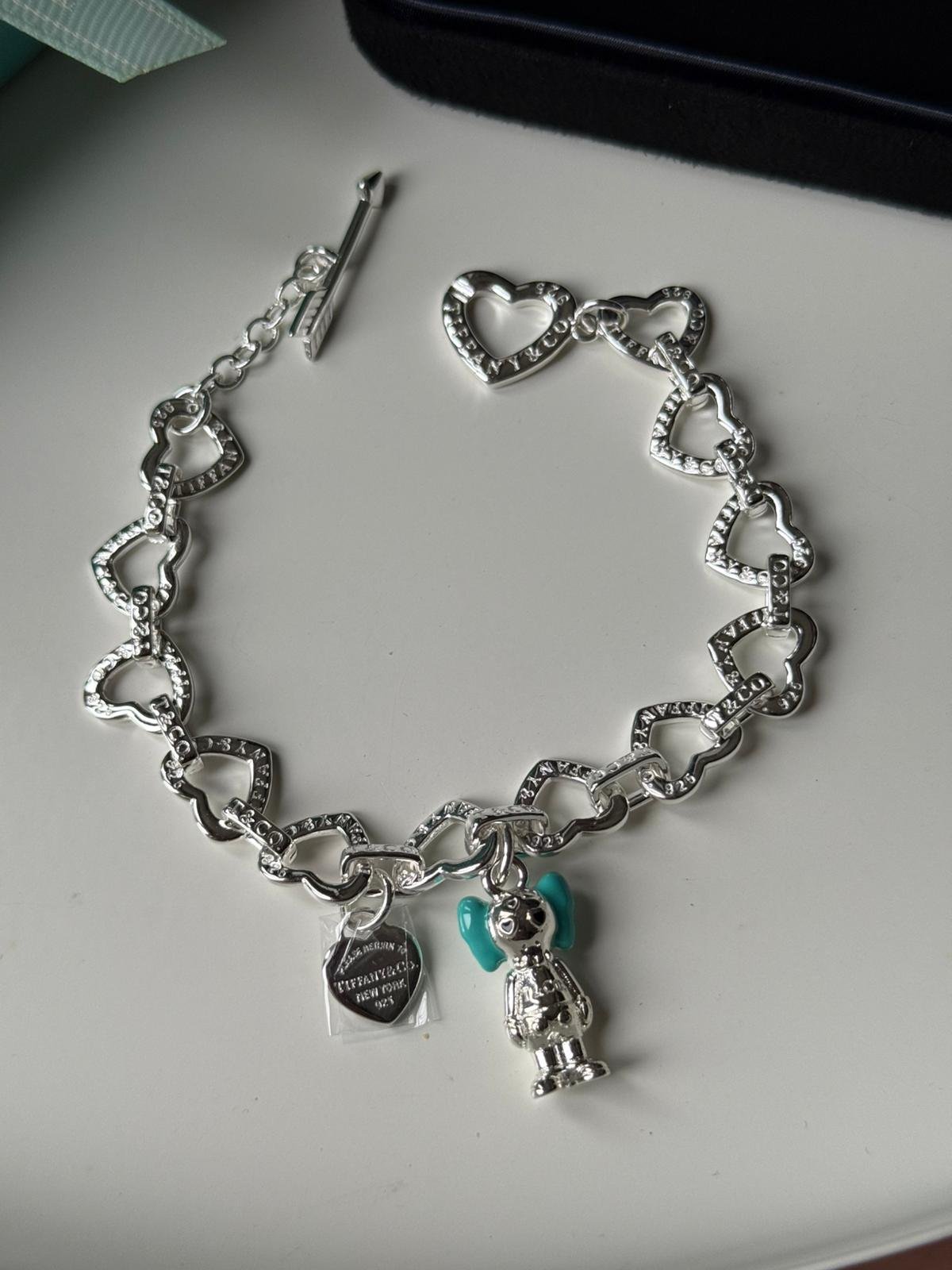 Adjustable heart shaped chain and silver doll charm bracelet in 925 silver can be worn by both men and women. - Image 5