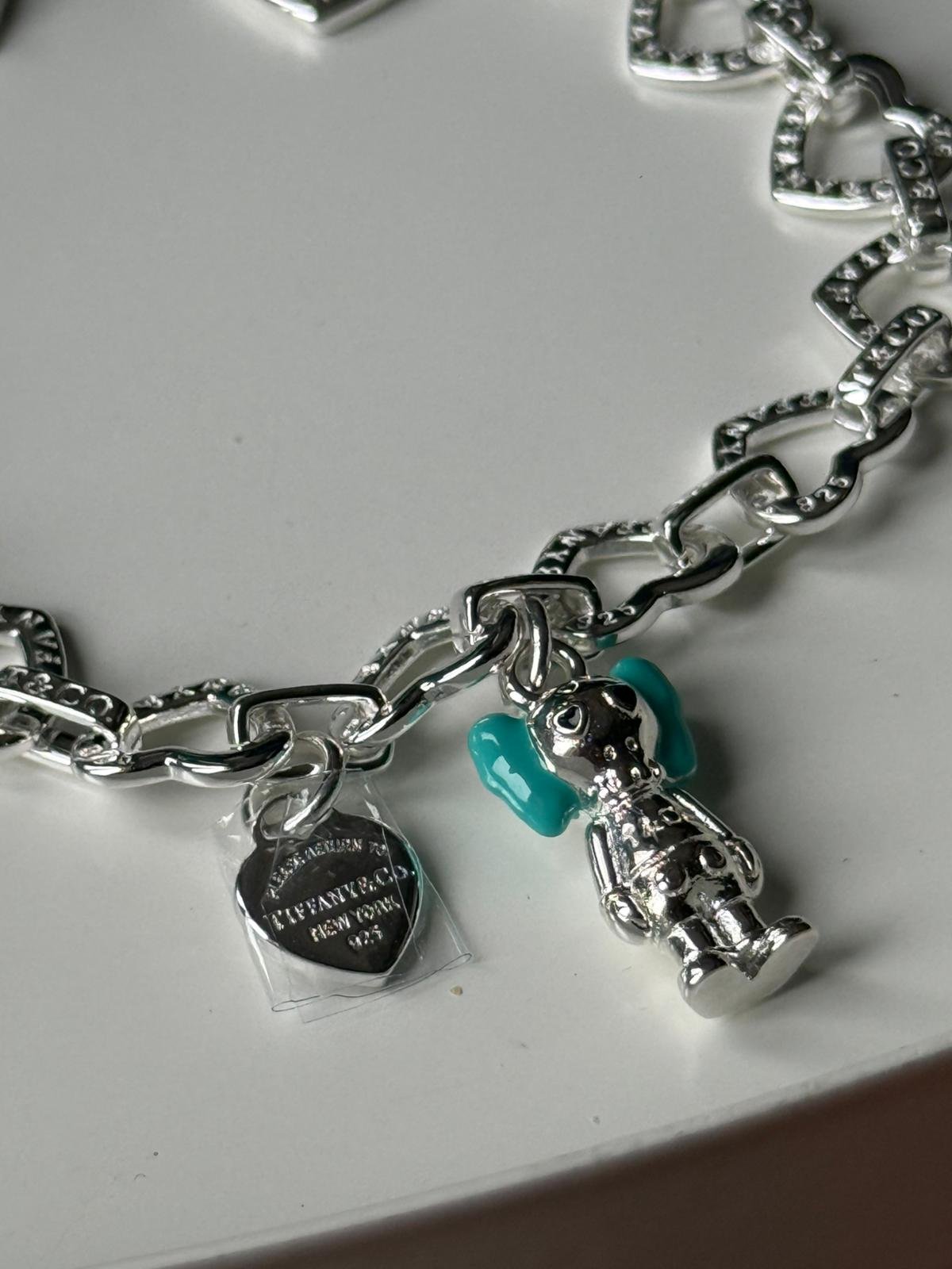 Adjustable heart shaped chain and silver doll charm bracelet in 925 silver can be worn by both men and women. - Image 2