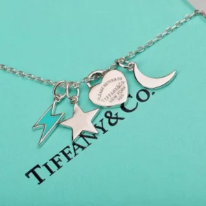 925 silver heart with star and moon necklace.