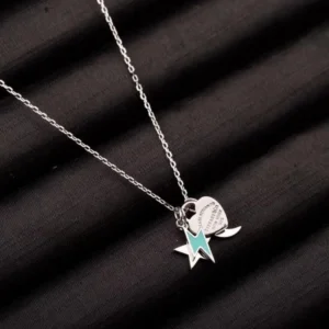 Alternative view of 925 silver heart with star and moon necklace.