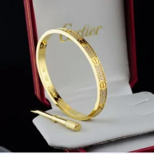 Love bracelet in 18K gold plated, Crystals inlaid.