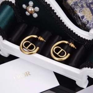 Alternative view of Drop earrings in gold with CD cut out.