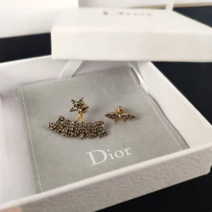 Alternative view of Diamonds inlaid Bee Stud earrings and J@D!OR cut out.