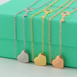 High quality necklace with heart pendant and key.