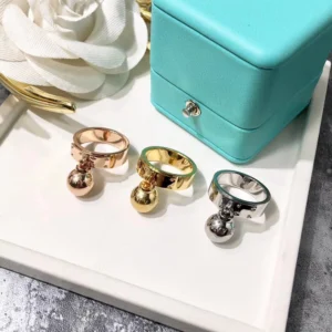 18 K gold platede Hanging ball series Ring.