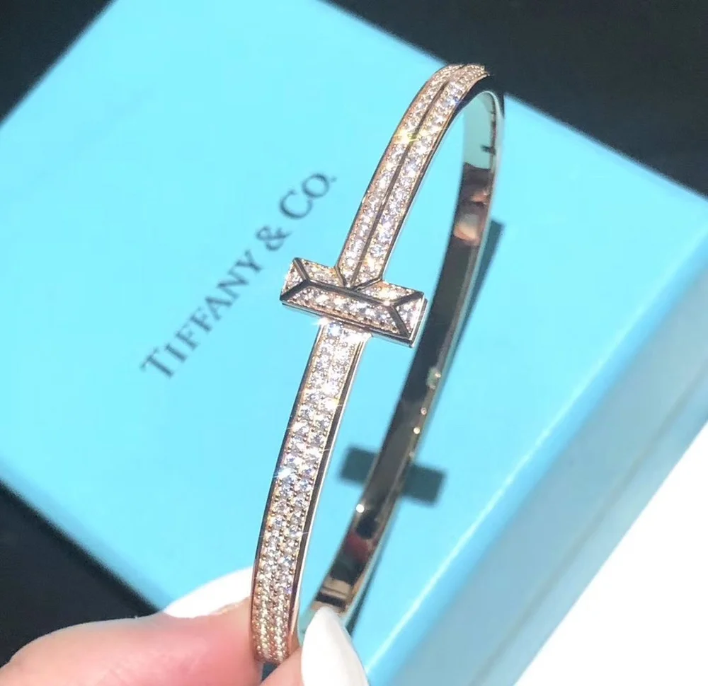 T series hinged bracelet with high quality diamonds inlaid. - Image 3