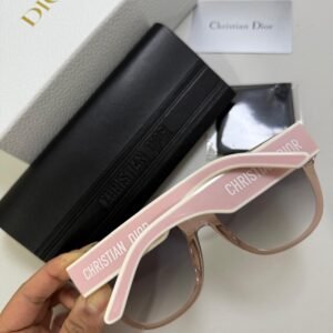 Alternative view of Acetate D!orPacific B2F Butterfly Sunglasses in Transparent Pink with gradient gray lenses.