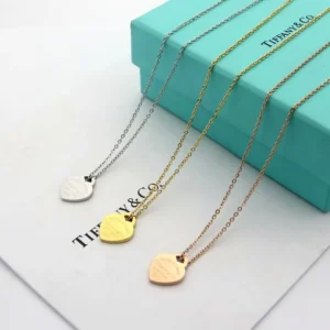 High quality heart necklace with brand name engraved on it.