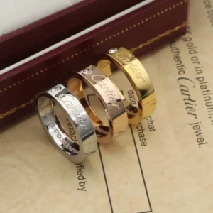 Alternative view of Love ring with gems inlaid in Silver /Gold /Rose Gold.