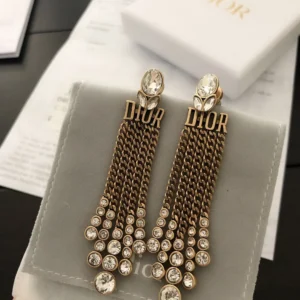 Golden Dangle earrings with gems and diamonds.