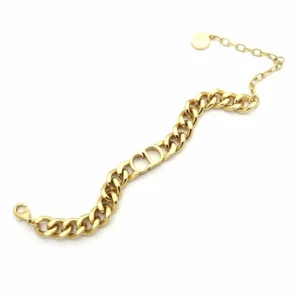 Alternative view of Linked chain gold bracelet with CD cutout.
