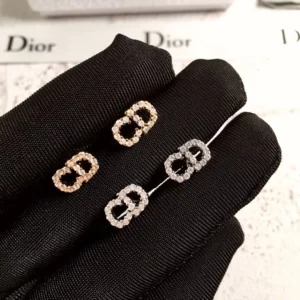 Alternative view of CD diamond inlaid stud earrings.
