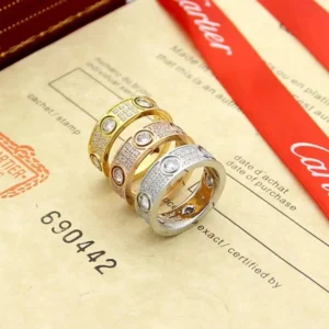 Love Ring with gems and diamonds inlaid in Silver / gold / Rose gold.