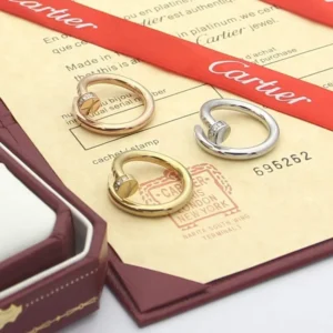 Screw Nail Ring with gems in Black /Silver /Gold  /Rose Gold.