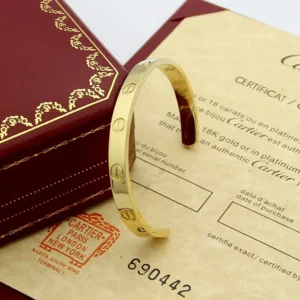 Alternative view of C shaped Love bracelet in 18K gold plated.