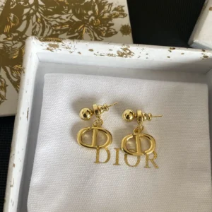 Alternative view of Drop earrings in gold with CD cut out.