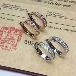 Love earrings with gems in Silver /Rose Gold.