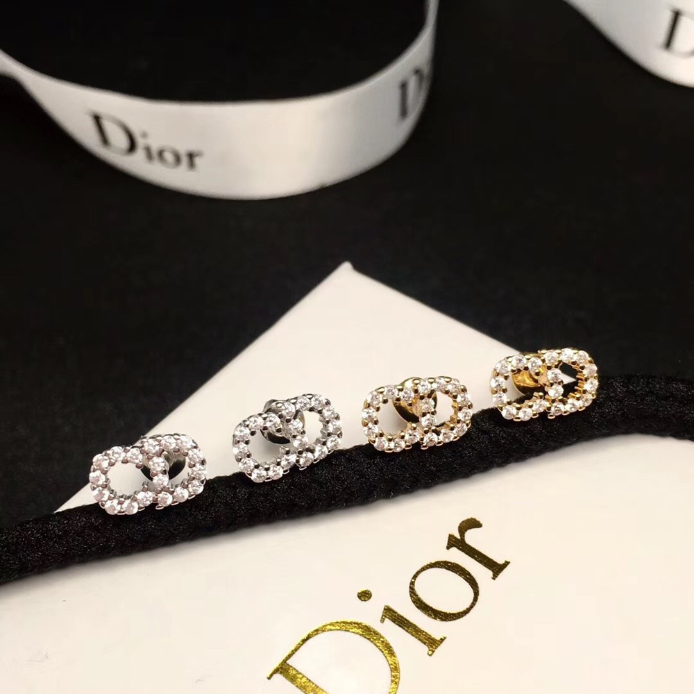 CD diamond inlaid stud earrings. - Image 4