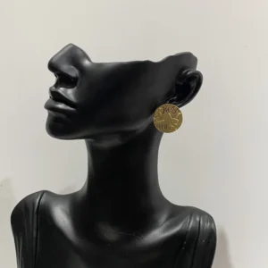 18K gold plated Y$L branding on circular vintage coin like earrings.