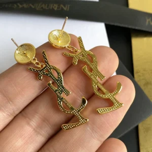 Alternative view of Shining drop earrings Y$L cutout in golden colour.