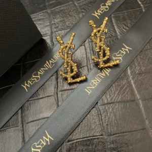 Alternative view of 18K gold plated Y$L cutout vintage look.