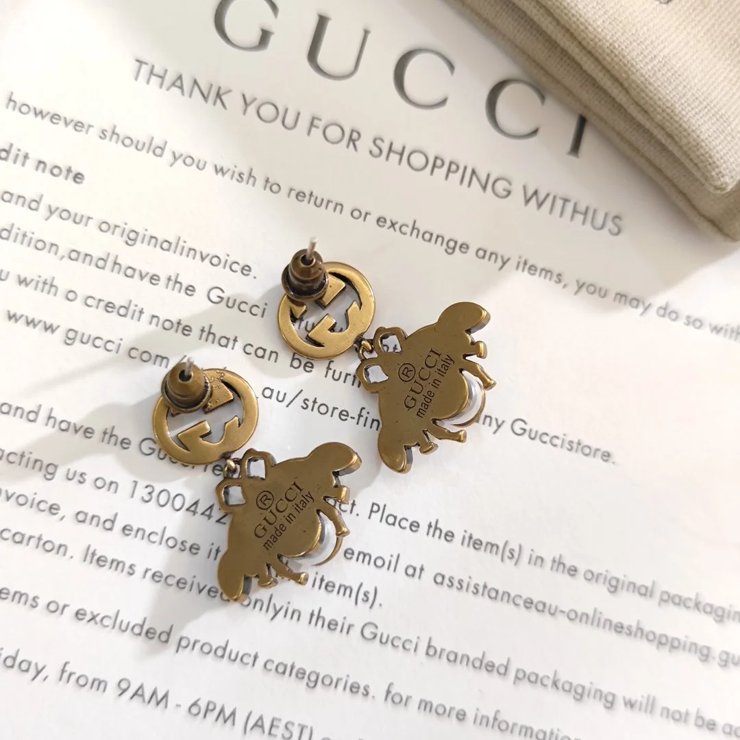 Golden Bee drop earrings with diamonds inlaid, giving a antique touch. - Image 5