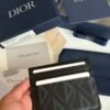 CD Diamond Card Holder featuring the signature geometric CD Diamond canvas pattern and black smooth calfskin trim.
